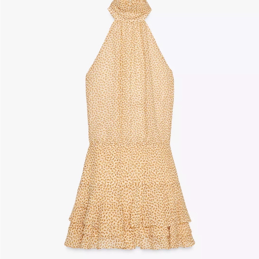 Zara PRINTED RUFFLED MINI DRESS - Picture 6 of 6
